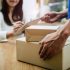 Customer receiving a package delivery